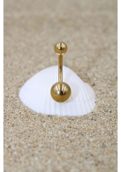 Piercing Göbek Piercing Cerrahi Çelik Gold Renk Klasik Top Çap 5 mm Top Çap 8 mm