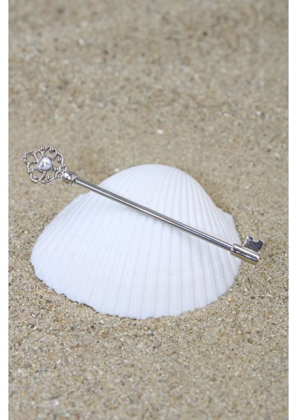 Piercing Köprü Piercing Cerrahi Çelik Zirkon Taşlı Silver Renk Tek Taşlı Anahtar Industrial Köprü