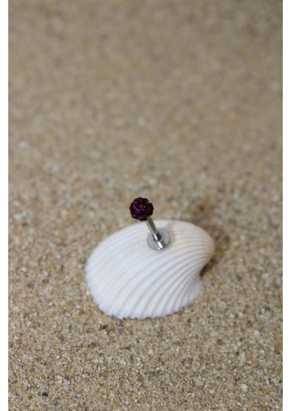 Piercing Şambala Piercing Cerrahi Çelik Zirkon Taşlı Kıkırdak Tragus Conch Helix Mor Renk Labret