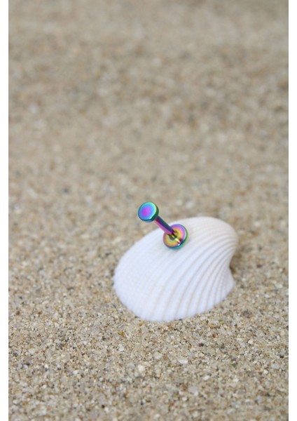 Piercing Cerrahi Çelik Piercing Kıkırdak Tragus Conch Helix Gökkuşağı Renk 3 mm Disk Labret