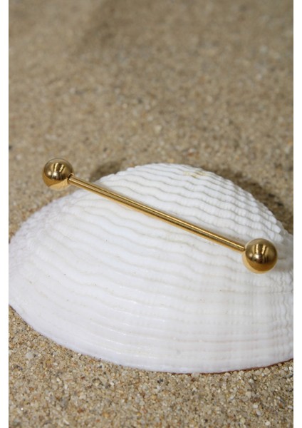 Piercing Köprü Piercing Cerrahi Çelik Gold Renk Top Çap 6 mm Klasik Industrial Köprü