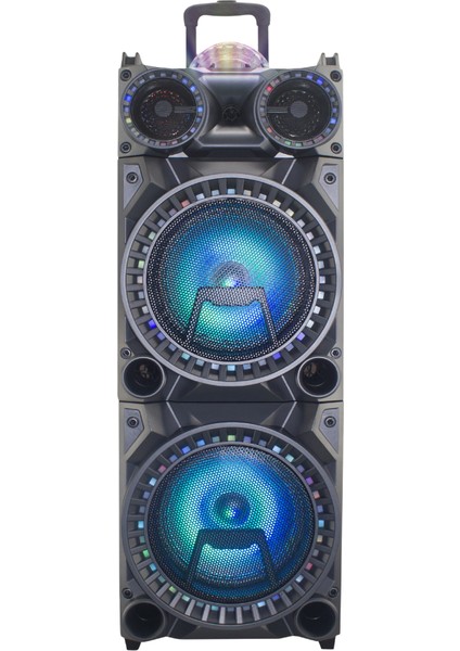 HP-973 Bluetooth Süper Bass Parti Hoparlör – 2X10” Woofer, Rgb Işık, Kablosuz Mikrofon, Şarjlı