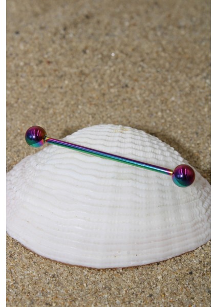 Piercing Köprü Piercing Cerrahi Çelik Gökkuşağı Renk Top Çap 6 mm Klasik Industrial Köprü