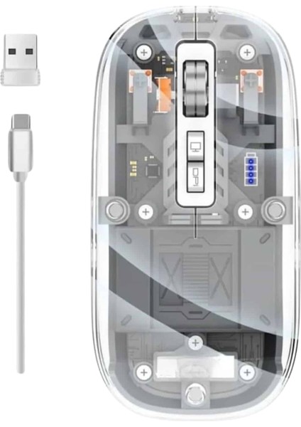 Wizard Mouse Fare Kablosuz Mouse Fare Şarjlı Bluetooth Sessiz 5 Tuşlu Şeffaf fırsatları