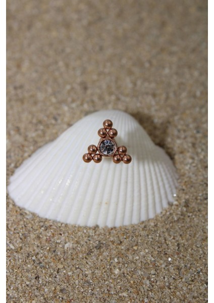 Piercing Cerrahi Çelik Piercing Zirkon Taşlı Kıkırdak Tragus Conch Helix Rose Renk Dokuz Top