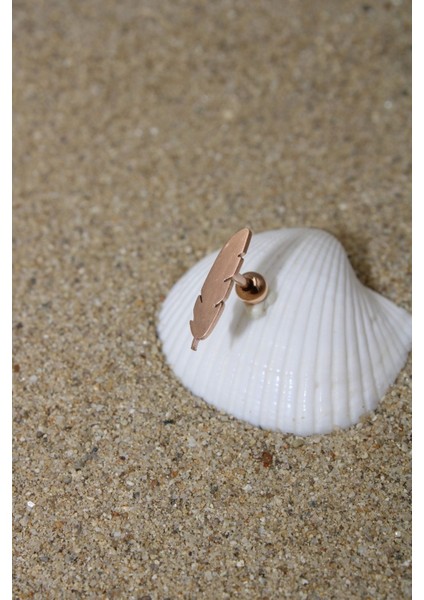 Piercing Cerrahi Çelik Piercing Kıkırdak Tragus Conch Helix Rose Renk Kuş Tüyü