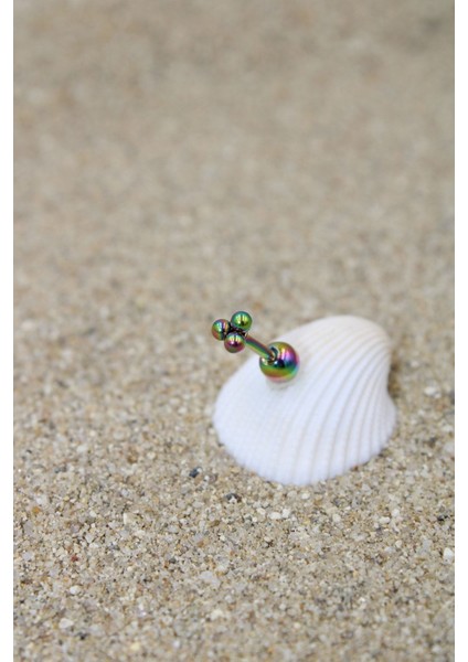 Piercing Cerrahi Çelik Piercing Kıkırdak Tragus Conch Helix Gökkuşağı Renk Üç Top Toplu