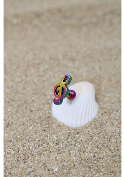 Piercing Cerrahi Çelik Piercing Kıkırdak Tragus Conch Helix Gökkuşağı Renk Büyük Sol Anahtarı