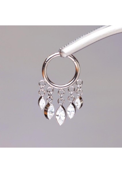 Yüksek Kalite G23 Titanyum Damla Zirkon Sallantılı Kilitli Halka Titanium Piercing