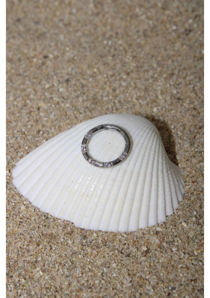 Piercing Cerrahi Çelik Piercing Zirkon Beş Taşlı Klipsli Kıkırdak Septum Tragus Conch Silver Renk