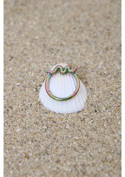 Piercing Cerrahi Çelik Piercing Klipsli Kıkırdak Septum Tragus Conch Helix Gökkuşağı Renk Yılan