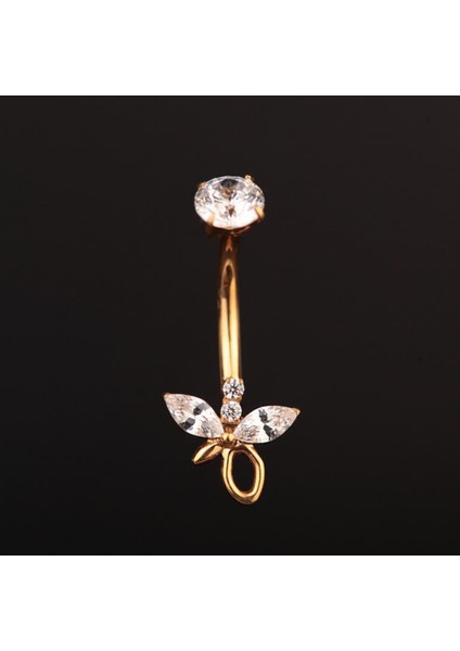 Yüksek Kalite G23 Titanium Zirkon Taşlı Kelebek Titanyum Göbek Piercingi
