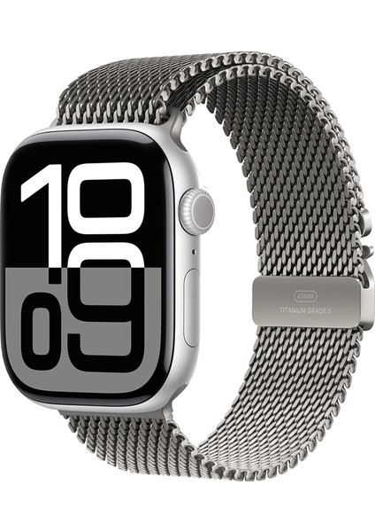 Apple Watch 7 45MM Lopard KRD-100 Titanyum Hasır Kordon