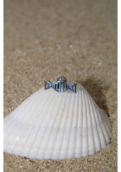 Piercing Cerrahi Çelik Piercing Kıkırdak Tragus Conch Helix Silver Renk Dna