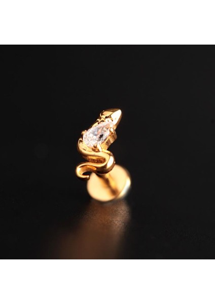 Yüksek Kalite G23 Titanyum Zirkon Taşlı Yılan Kıkırdak Helix Tragus Titanium Piercing 6mm x 1,2mm