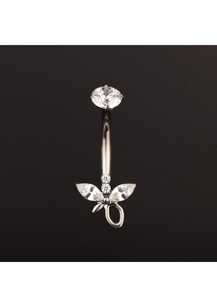 Yüksek Kalite G23 Titanium Zirkon Taşlı Kelebek Titanyum Göbek Piercingi
