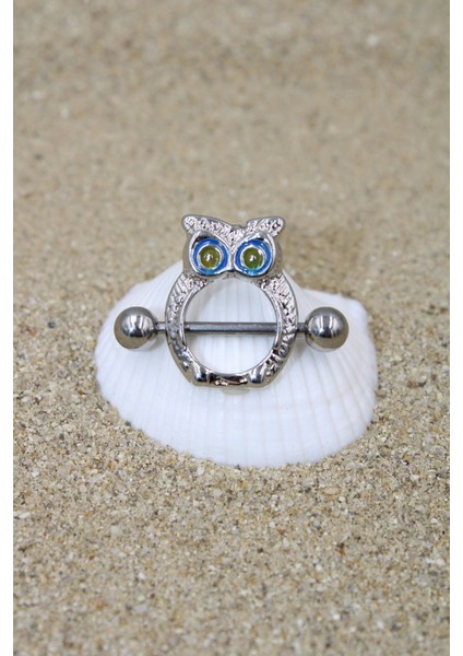 Piercing Nipple Meme Ucu Piercing Cerrahi Çelik Silver Renk Baykuş