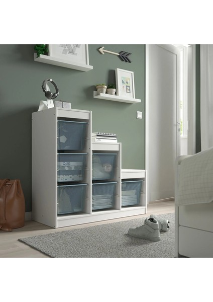 Trofast Saklama Ünitesi Beyaz Gri Mavi 99 x 44 x 94 cm