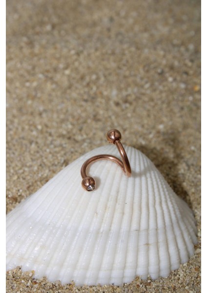 Piercing Cerrahi Çelik Piercing Zirkon Taşlı Spiral Kıkırdak Tragus Conch Helix Rose Renk