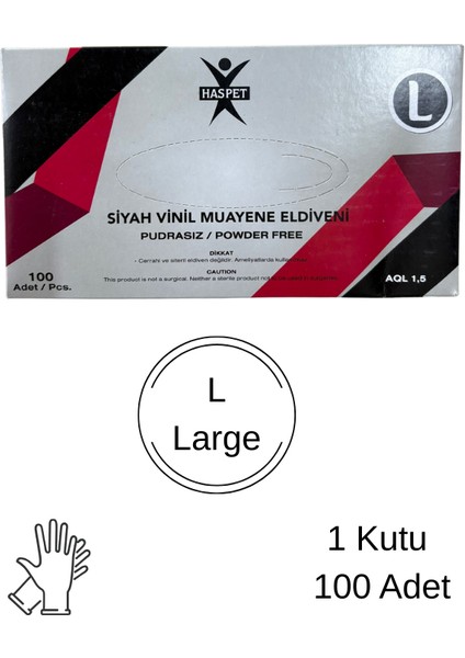 Siyah Vinil Eldiven L Beden 2 Adet