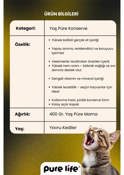 Purelife Pate Kuzulu Yavru Kedi Konserve Mama 400GR fiyatları