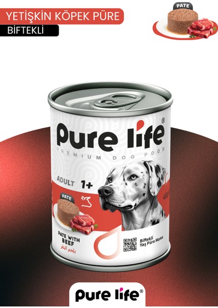 Purelife Pate Sığır Etli Yetişkin Köpek Konserve Mama 400GR fiyatları