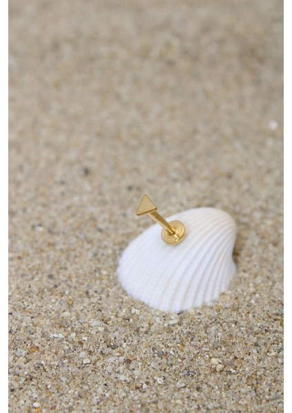 Piercing Cerrahi Çelik Piercing Kıkırdak Tragus Conch Helix Gold Renk 3 mm Üçgen Labret