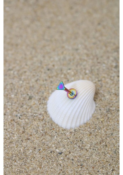 Piercing Cerrahi Çelik Piercing Kıkırdak Tragus Conch Helix Gökkuşağı Renk 3 mm Üçgen Labret