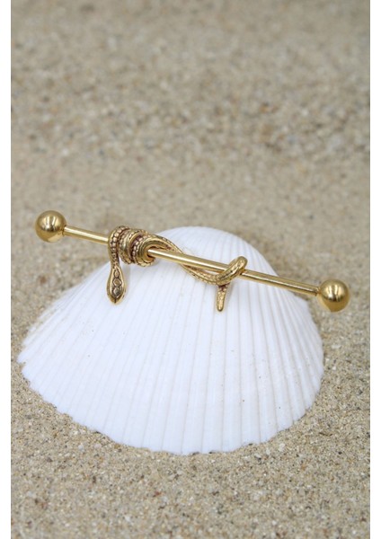 Piercing Köprü Piercing Cerrahi Çelik Gold Renk Yılan Industrial Köprü