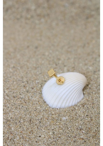 Piercing Cerrahi Çelik Piercing Kıkırdak Tragus Conch Helix Gold Renk 3 mm Kare Labret