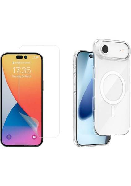 Iphone 17 Air Kılıf Kamera Korumalı Magsafe Sert Şeffaf Mika Pc Porto Kapak + Nano Ekran Koruyucu
