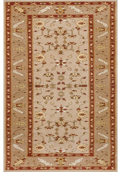 Krem Bordürlü Modern Etnik Desenli Halı | Makinada Yıkanabilir | Hav Toz Vermez | Leke Tutmayaz | Kaymaz Taban | Dijital Makine Baskı | Salon Yolluk Mutfak Halısı