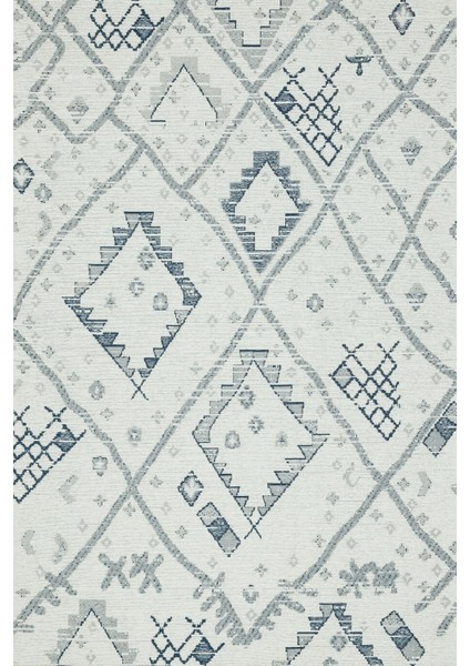 Koyu Mavi Etnik Modern Etnik Desenli Halı | Makinada Yıkanabilir | Hav Toz Vermez | Leke Tutmayaz | Kaymaz Taban | Dijital Makine Baskı | Salon Yolluk Mutfak Halısı