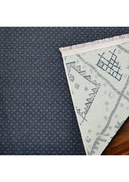 Koyu Mavi Etnik Modern Etnik Desenli Halı | Makinada Yıkanabilir | Hav Toz Vermez | Leke Tutmayaz | Kaymaz Taban | Dijital Makine Baskı | Salon Yolluk Mutfak Halısı fırsatları