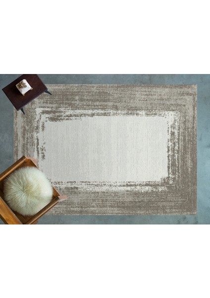 Kahve Çerçeveli Modern Etnik Desenli Halı | Makinada Yıkanabilir | Hav Toz Vermez | Leke Tutmayaz | Kaymaz Taban | Dijital Makine Baskı | Salon Yolluk Mutfak Halısı modelleri