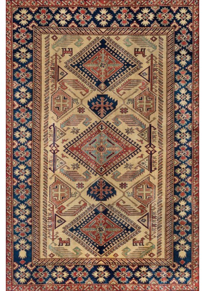 Krem Madalyon Modern Etnik Desenli Halı | Makinada Yıkanabilir | Hav Toz Vermez | Leke Tutmayaz | Kaymaz Taban | Dijital Makine Baskı | Salon Yolluk Mutfak Halısı