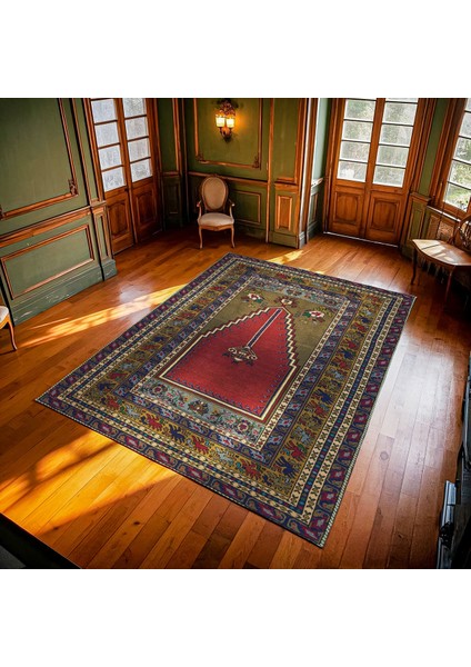 Mavi Bordürlü Modern Etnik Desenli Halı | Makinada Yıkanabilir | Hav Toz Vermez | Leke Tutmayaz | Kaymaz Taban | Dijital Makine Baskı | Salon Yolluk Mutfak Halısı modelleri