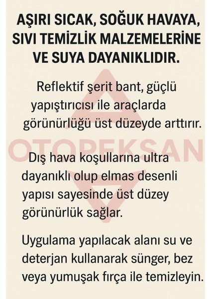 Fosfor Şerit Bant - Reflektör Bant - 20 Metre Kırmızı - Tüvtürk Onaylı fiyatları