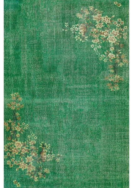 Yeşil Çiçekli Modern Etnik Desenli Halı | Makinada Yıkanabilir | Hav Toz Vermez | Leke Tutmayaz | Kaymaz Taban | Dijital Makine Baskı | Salon Yolluk Mutfak Halısı