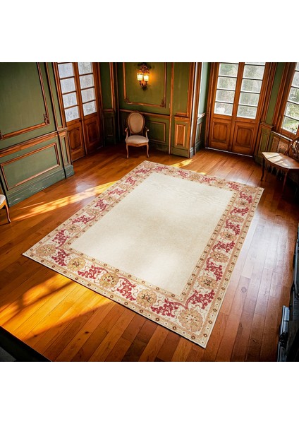 Krem Çiçekli Modern Etnik Desenli Halı | Makinada Yıkanabilir | Hav Toz Vermez | Leke Tutmayaz | Kaymaz Taban | Dijital Makine Baskı | Salon Yolluk Mutfak Halısı modelleri