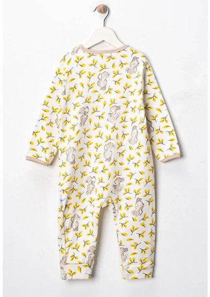 %100 Pamuk 9-12-18 Ay Tavşan 3'lü Patiksiz Manşetli Tulum (Kız Erkek Bebek Çocuk) modelleri