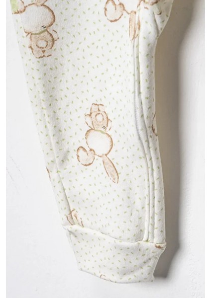 %100 Pamuk 9-12-18 Ay Tavşan 3'lü Patiksiz Manşetli Tulum (Kız Erkek Bebek Çocuk) indirimleri