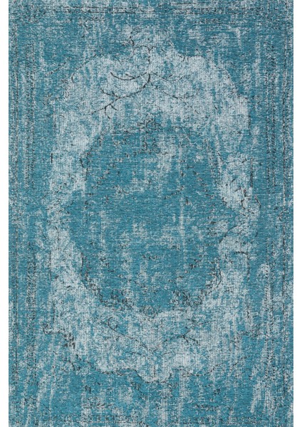 Mavi Göbekli Modern Etnik Desenli Halı | Makinada Yıkanabilir | Hav Toz Vermez | Leke Tutmayaz | Kaymaz Taban | Dijital Makine Baskı | Salon Yolluk Mutfak Halısı