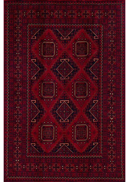 Bordo Bordürlü Modern Etnik Desenli Halı | Makinada Yıkanabilir | Hav Toz Vermez | Leke Tutmayaz | Kaymaz Taban | Dijital Makine Baskı | Salon Yolluk Mutfak Halısı
