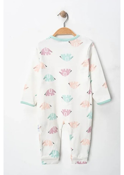 %100 Pamuk 9-12-18 Ay Renkli Fil 3'lü Patiksiz Manşetli Tulum (Kız Erkek Bebek Çocuk) indirimleri