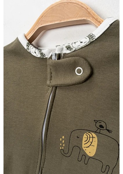 %100 Pamuk 9-12-18 Ay Afrika Safari 3'lü Patiksiz Manşetli Tulum (Kız Erkek Bebek Çocuk) fırsatları