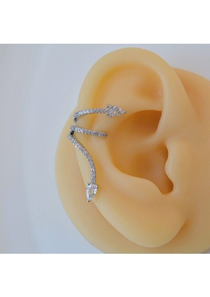 Zirkon Yılan Model Earcuff Delik Gerektirmez Yılanlı Kıkırdak Küpesi Silver Renk indirimleri