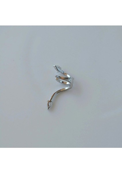 Zirkon Yılan Model Earcuff Delik Gerektirmez Yılanlı Kıkırdak Küpesi Silver Renk