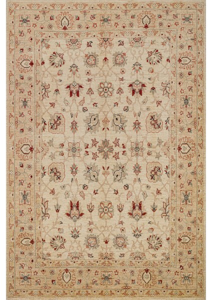 Krem Çiçekli Modern Etnik Desenli Halı | Makinada Yıkanabilir | Hav Toz Vermez | Leke Tutmayaz | Kaymaz Taban | Dijital Makine Baskı | Salon Yolluk Mutfak Halısı