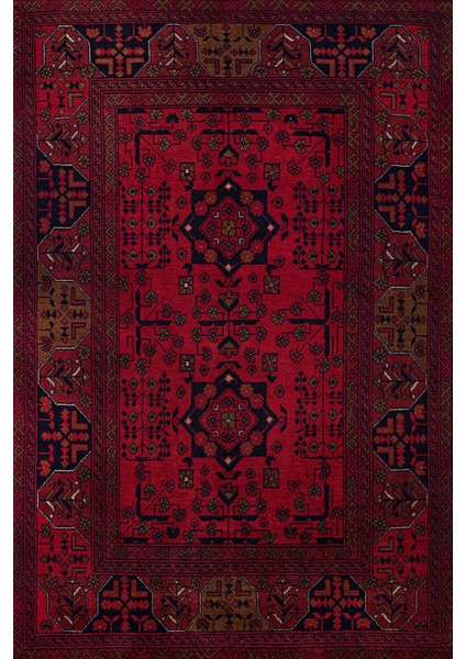 Bordo Bordürlü Modern Etnik Desenli Halı | Makinada Yıkanabilir | Hav Toz Vermez | Leke Tutmayaz | Kaymaz Taban | Dijital Makine Baskı | Salon Yolluk Mutfak Halısı